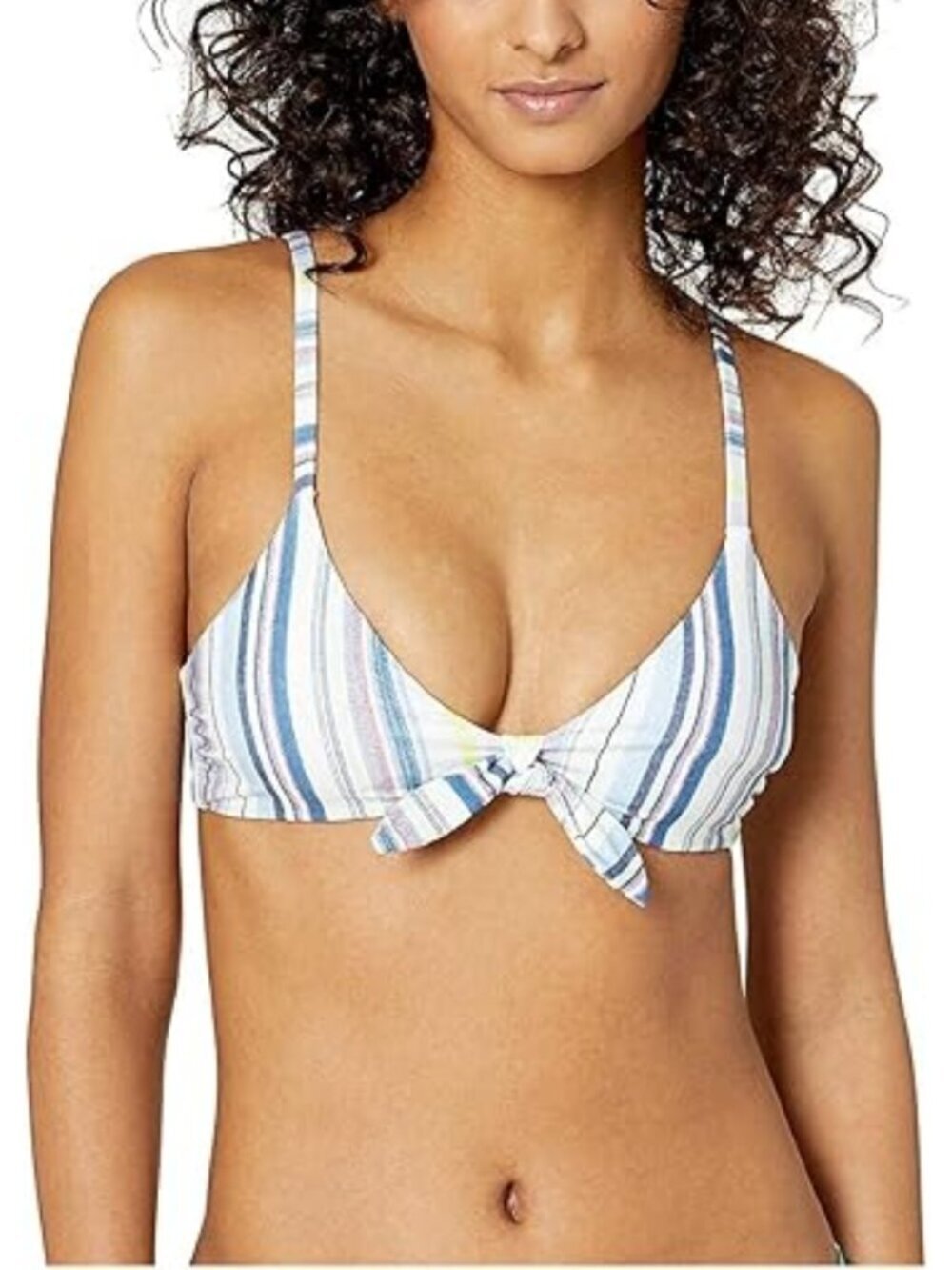 Splendid Women's Blue Striped Tie Front Swimsuit Bikini Top Bathing Suit S NWT
